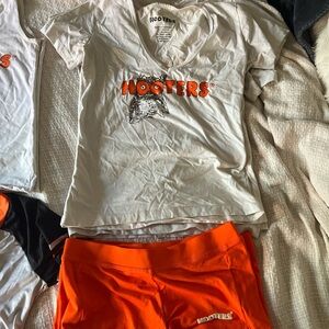 Hooters Classic White Tee and Vibrant Orange Shorts